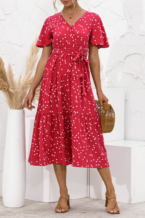 Women's Summer Polka Dots Short Sleeve A Line Mini Dress