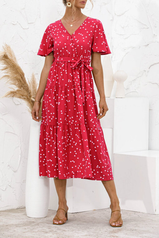 Women's Summer Polka Dots Short Sleeve A Line Mini Dress - Image 2