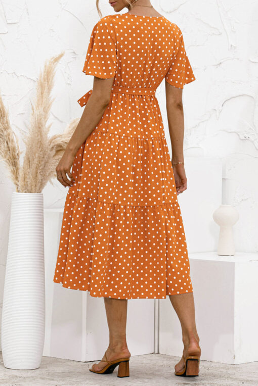 Women's Summer Polka Dots Short Sleeve A Line Mini Dress - Image 20