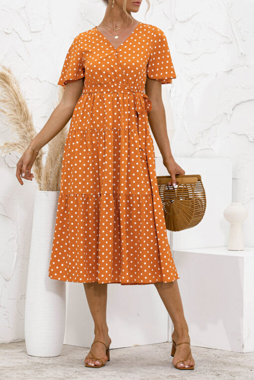 Women's Summer Polka Dots Short Sleeve A Line Mini Dress - Image 21