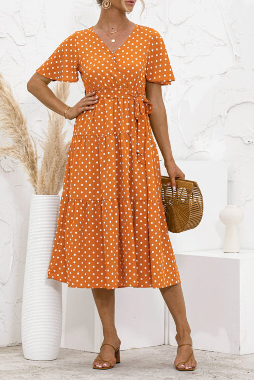 Women's Summer Polka Dots Short Sleeve A Line Mini Dress - Image 19