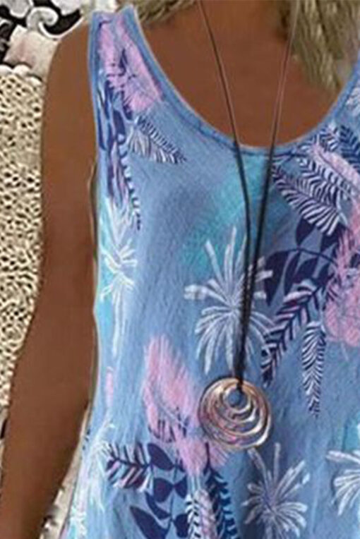 Women’s Summer Mini Sundress Sleeveless Floral Casual Loose Tank Dress - Image 8