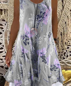 Women’s Summer Mini Sundress Sleeveless Floral Casual Loose Tank Dress