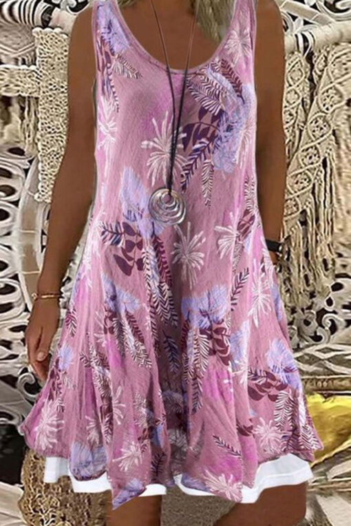 Women’s Summer Mini Sundress Sleeveless Floral Casual Loose Tank Dress - Image 4