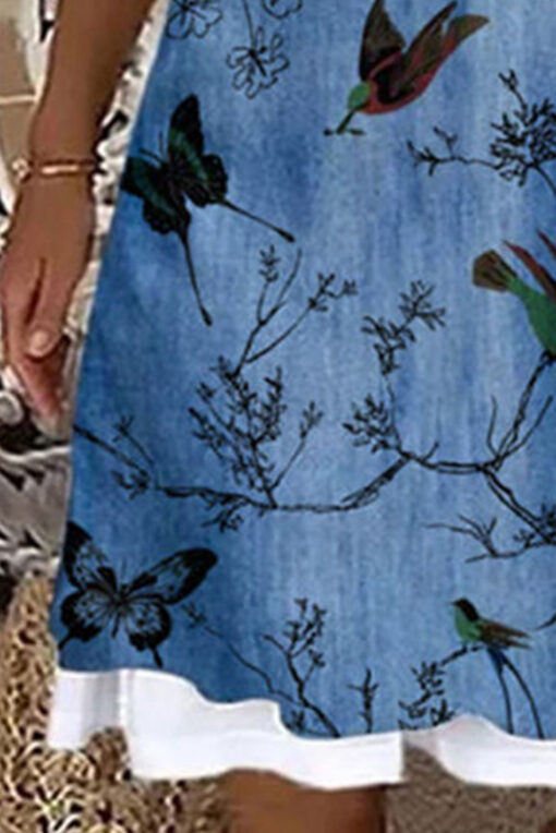 Women's Butterfly Print Tank Dress Sleeveless Sundress Party Beach Mini Dress - Image 3