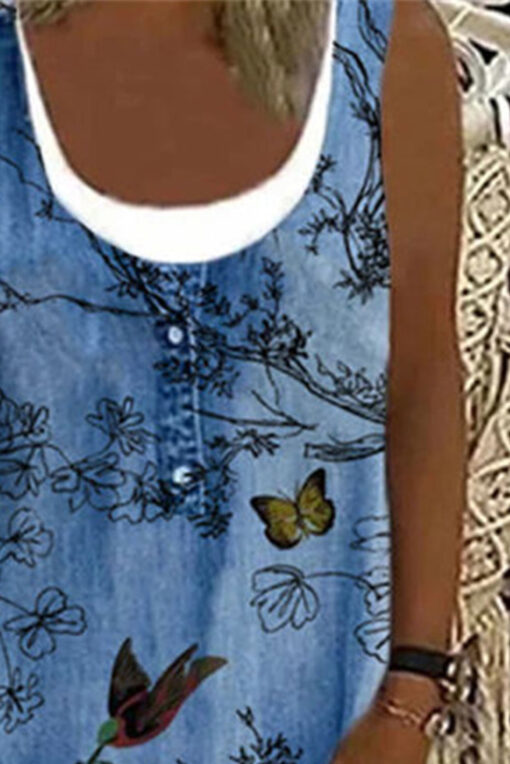 Women's Butterfly Print Tank Dress Sleeveless Sundress Party Beach Mini Dress - Image 2
