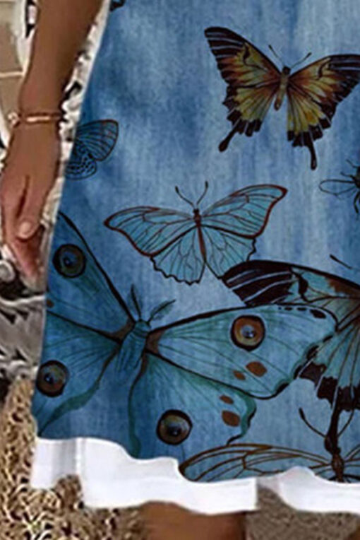 Women's Butterfly Print Tank Dress Sleeveless Sundress Party Beach Mini Dress - Image 6