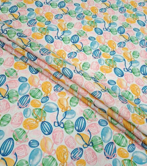 Vintage Eggs & Bows on Cream Easter Cotton Fabric - Image 2